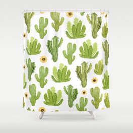 Watercolor cactus seamless pattern Shower Curtain