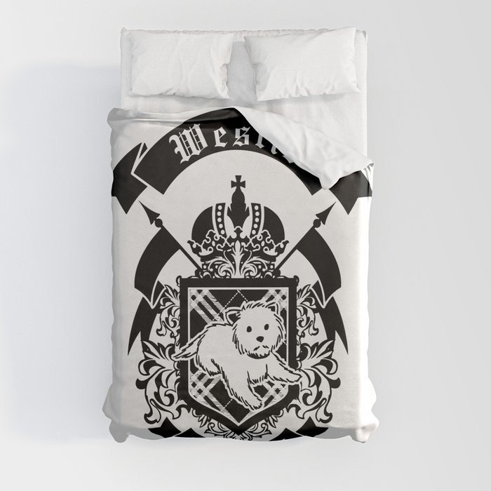 Westie "Small But Mighty" Coat of Arms Duvet Cover