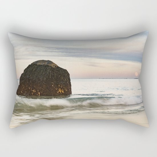 Pastel Moon rise at the beach Rectangular Pillow