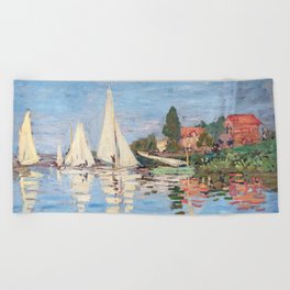 Claude Monet - Regattas at Argenteuil Beach Towel