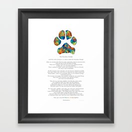Rainbow Bridge Poem With Colorful Paw Print by Sharon Cummings Framed Art Print