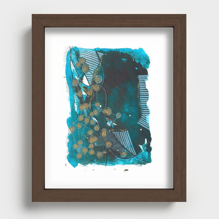 Ocean Depths Abstract Mixed Media Painting Recessed Framed Print