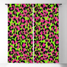 80s Punk Rock Neon Pink & Green Leopard Blackout Curtain