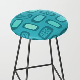 Midcentury MCM Rounded Rectangles Ocean Green Bar Stool