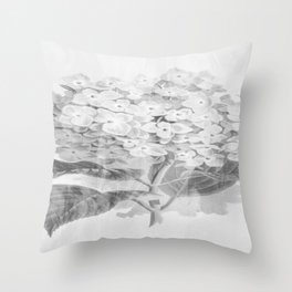 Distressed Hydrangea {grey ~ white} Throw Pillow