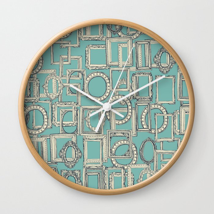 picture frames aplenty indigo duck egg blue Wall Clock