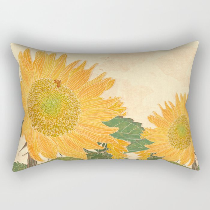 Sunflower and Bee Rectangular Pillow