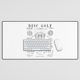 Disc Golf Frolf Frisbee Basket Vintage Patent Drawing Print Desk Mat