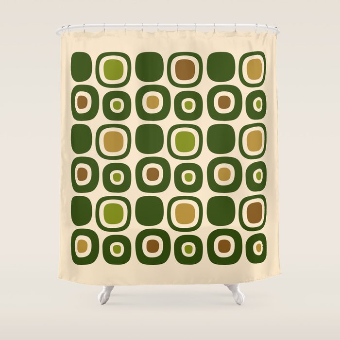 Mid Century Modern Modern Organic Shapes Pattern 321 Green Shower