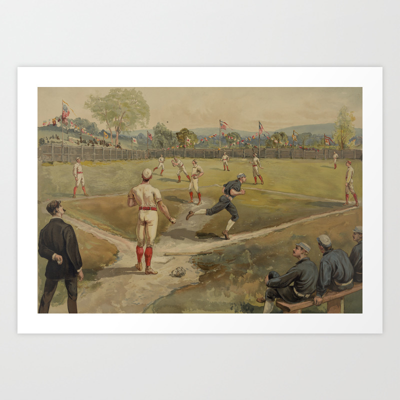 Vintage Painting Of A Baseball Game 1887 Art Print By