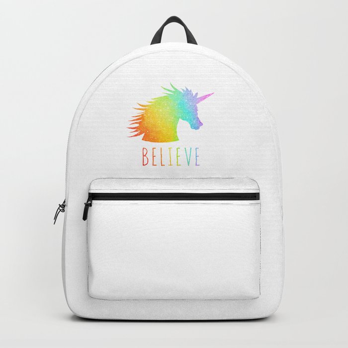 Believe Rainbow Glitter Unicorn Backpack By Avenger Society6