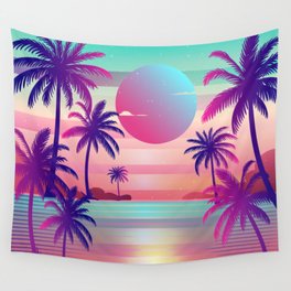 Sunset Palm Trees Vaporwave Aesthetic Wall Tapestry