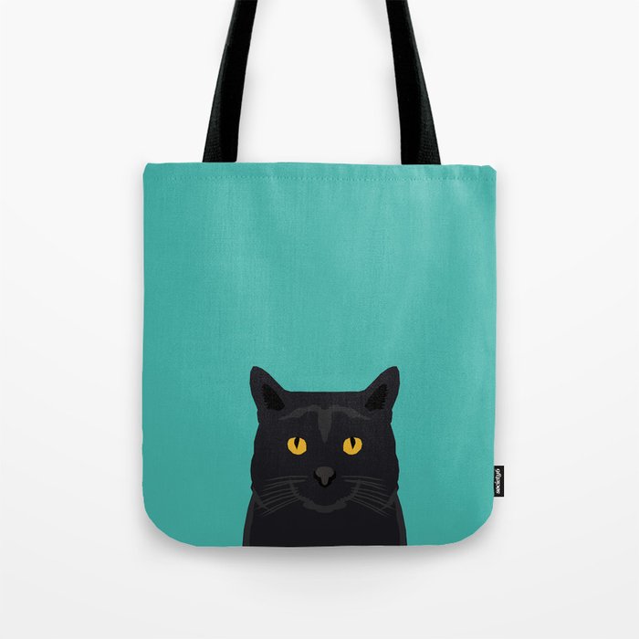 Cat head black cat peeking gifts for cat lovers pet portraits Tote Bag