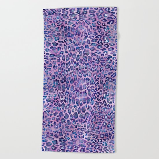 Purple Leopard Print Beach Towel