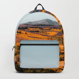 autumn landscape with mountain view and blue sky in California USA Backpack