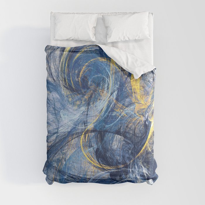 Blue Yellow Fractal Dreamscape Comforter