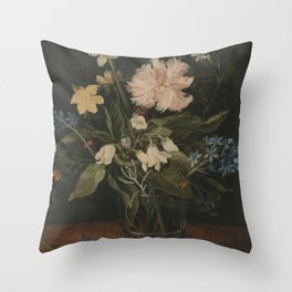 Still Life with Flowers in a Glass, Jan Brueghel (II), c. 1625 - c. 1630 Throw Pillow