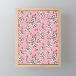 Light Pink Pastel Vintage Flower Power Floral Pattern Framed Mini Art Print