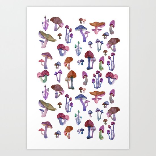 mushrooms everywhere Art Print