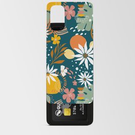 Camomile and monstera emerald green floral pattern Android Card Case