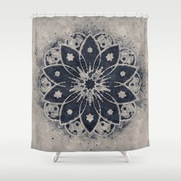 Mandala, Flower, Indigo Blue, Boho Art Shower Curtain