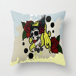 Skull with roses Throw Pillow