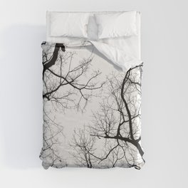 Black and white tree top silhouettes... Duvet Cover