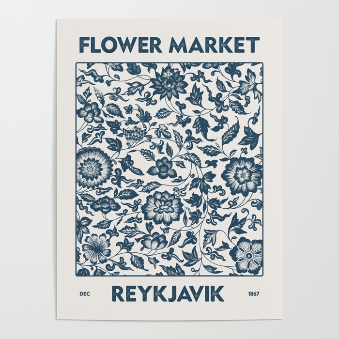 Flower Market Reykjavik Poster