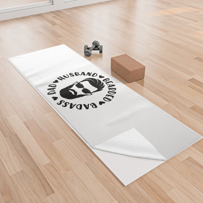 Dad Husband Bearded Badass Yoga Towel