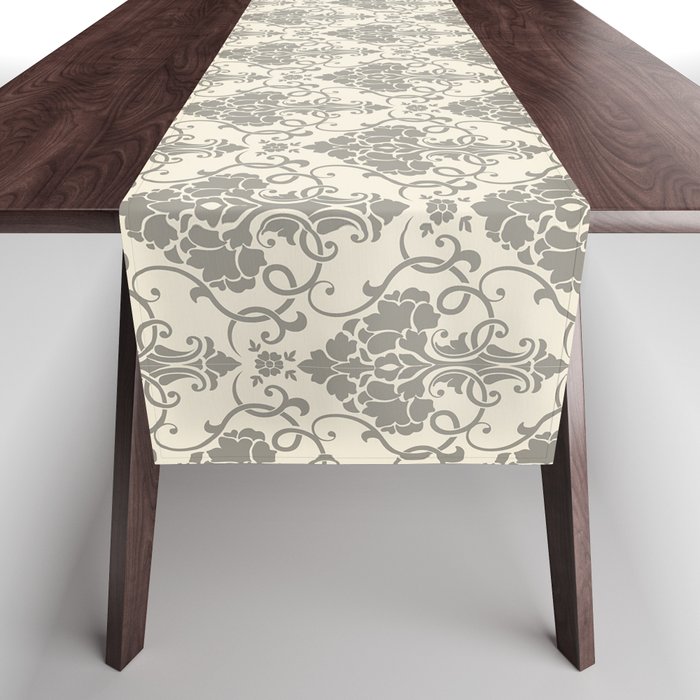Modern Damask Silver Collection Table Runner