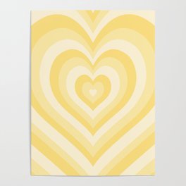 pastel yellow heart pattern Poster