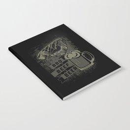Authentic BBQ Beef Beer Grunge Illustration Notebook
