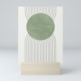 Mid century Green Moon Shape  Mini Art Print