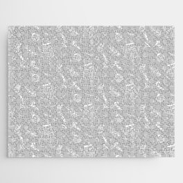 Light Grey and White Christmas Snowman Doodle Pattern Jigsaw Puzzle