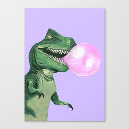 Bubble gum T-Rex in Purple Canvas Print