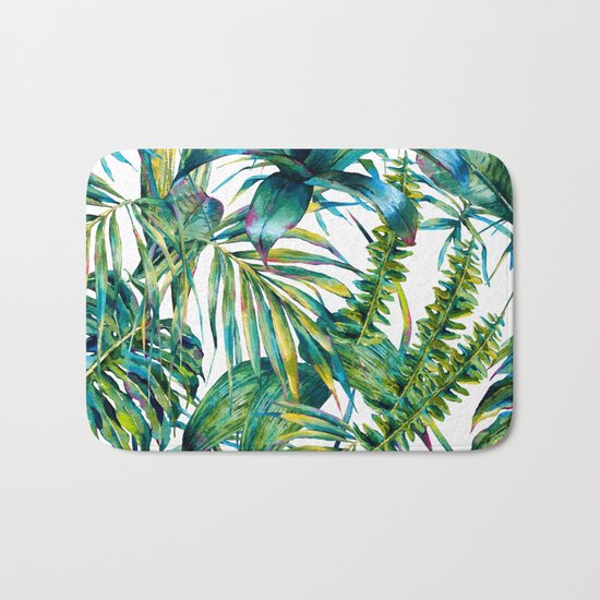 nature leaves exotic watercolor I Bath Mat