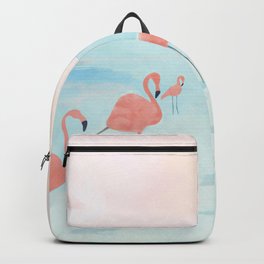 Big Flamingo Backpack | Vacation, Love, Travel, Shirt, Digital, Nature, Coast, Watercolor, Pink, Flock 