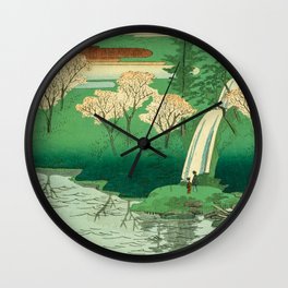 Chiyogaike Pond, Meguro, 1856 by Utagawa Hiroshige Wall Clock