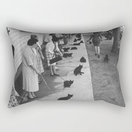 Black Cats Auditioning in Hollywood black and white photograph Rectangular Pillow