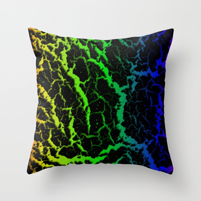 Cracked Space Lava - Rainbow OYGBP Throw Pillow