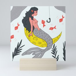 moon mermaid Mini Art Print