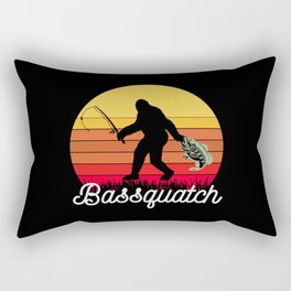 Retro Bassquatch Bigfoot Fishing Rectangular Pillow
