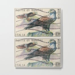 Flying eagle italian post stamps collage Metal Print