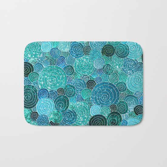 Abstract blue& green glamour glitter circles and dots for Girls and ladies Bath Mat