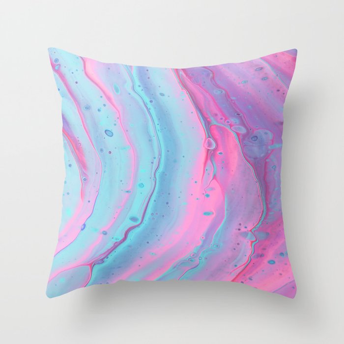 Pink & Blue Marble Pattern Throw Pillow