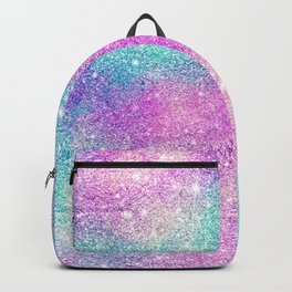 Modern girly pastel glitter sparkle nebula ultra violet turquoise pink Backpack