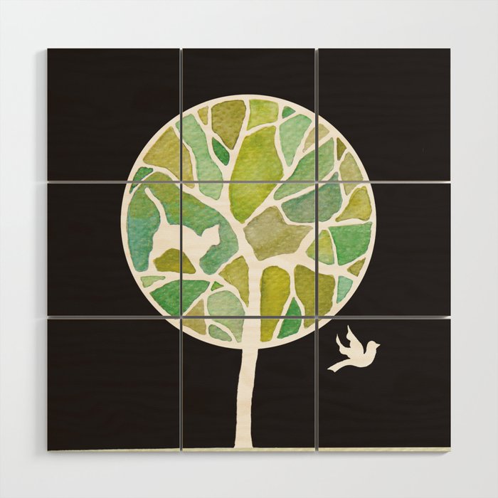 green tree Wood Wall Art