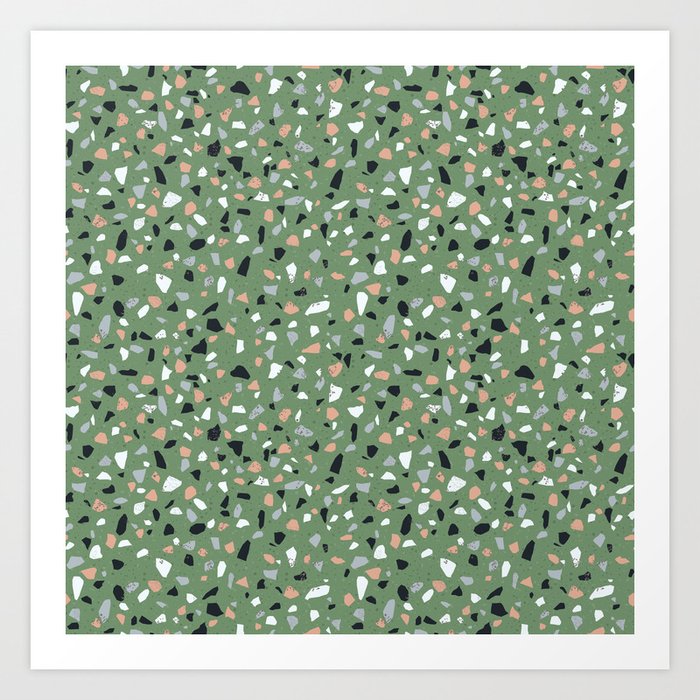 Terrazzo flooring seamless pattern with colorful marble rocks Art Print