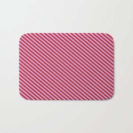 [ Thumbnail: Plum and Red Colored Stripes Pattern Bath Mat ]