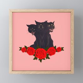 Black cat from hell Framed Mini Art Print